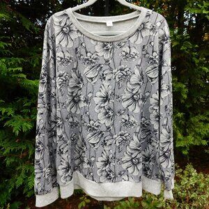 Shirley & Stone Soft & Stretchy Floral Sweater with Pockets & Contrast Trim
